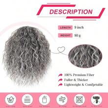 MLoose Curls Drawstring Ponytail Extension For  12" Fake Hair Bun Lightweight Fluffy Updo Synthetic Ponytail Hair Pieces For Thinning Hair Grey Curly Clip In Ponytail Grey Mixed Black 8001 - Xám - Xem 2
