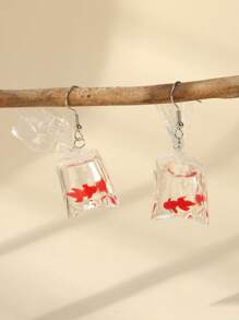 1Pair Cute And Fun Simulated Goldfish Resin Hanging Earrings Suitable For Women Daily Jewelry Accessories Gifts