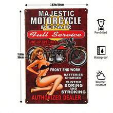 6PCS Vintage Motorcycle Tin Sign Set - Retro Route 66 & Garage Metal Wall Art For Man Cave, Bar, Auto Shop (12x8 Inch) - Rustic Repair, Tune-Up & Americana Decor - 8x12英寸 - 查看 3