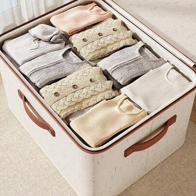 1个新款拉链加厚收纳盒，带盖婴儿衣物收纳盒
