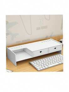 Soporte de escritorio multifuncional, soporte de escritorio apilable de varias capas, combinación libre de material de oficina, cómodo, Para Monitor De Computadora,Soporte de Madera para Monitor Laptop Multiusos Oficina Escritorio Organización - Blanco - Ver 6