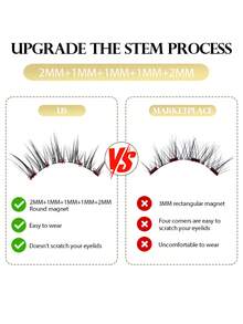 MAANGE 2/1 Pair Magnetic Eyelashes Set, Includes Magnetic Clips, 1 Eyelash Applicator, Pointed Cartoon Style Lashes, Comfortable All-Day Wear, Natural Look, Reusable, Optional Eyebrow Trimmer + Eyelash Curler - 尖尾漫畫款 - 查看 11