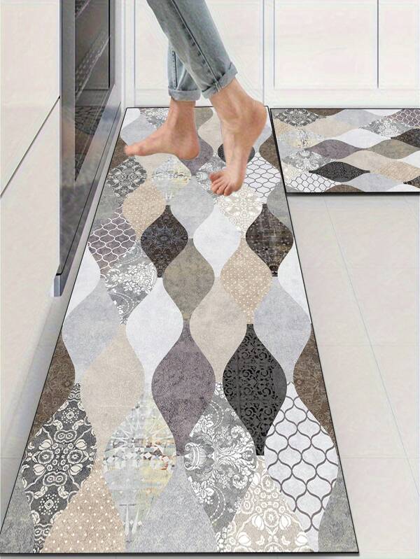 1 Stück elegante moderne karierte Matte, Badezimmermatte, Fußmatte, Rosenmatte, Rosenmatte, strapazierfähig & rutschfest, saugfähiger Teppich, Wohnzimmerteppich, Schlafzimmerteppich, Eingangsteppich, Küchenteppich, Badezimmerteppich, Gaming-Raum-Teppich, Arbeitszimmerteppich; schmutzabweisend, rutschfester Boden