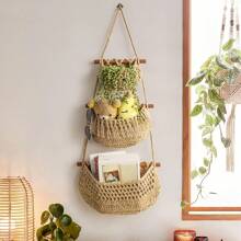 3-Tier Detachable Wall Hanging Woven Basket, Minimalist Nordic Boho Style Storage Basket For Toys, Keys, Glasses
