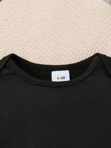 Baby Letter Print Baby Casual One-Piece Short Sleeve Cute Crawler - Black - View 5