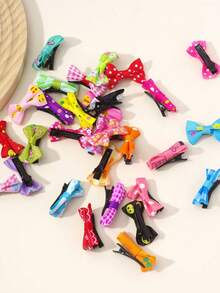 20 件女童可爱彩色卡通图案蝴蝶结发夹混色发饰返校（颜色随机） - 彩色 - 查看 6