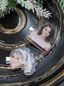 Customized Acrylic Hair Clips With Photo, Name Alligator Flat Hair Claw, Birthday Wedding Accessories - Style a - View 3