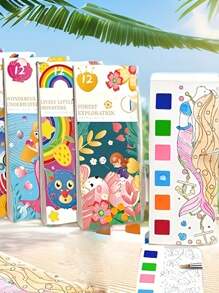 12 pezzi/libro, Pittura ad acquerello, Pittura graffiti, Pittura graffiti d'artista, Pittura ad acquerello cartoni animati, Pittura tascabile da viaggio, Regalo per le vacanze, Regalo per il Ringraziamento e il Natale. I blocchi colorati nell'immagine sono pigmenti che devono essere sciolti in acqua prima dell'uso. Lo sbiadimento del colore è un fenomeno normale, poiché il prodotto si scioglie a contatto con l'acqua.