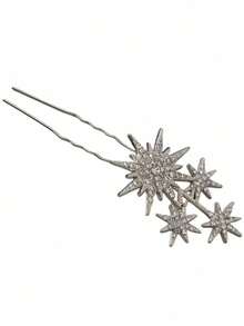 1件/5件套多功能创意发饰套装 - 简约几何月亮星星发夹，女士婚礼发饰，梳子，发刷，侧梳 - 彩色 - 查看 7