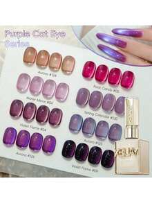 XEIJAYI Purple Series Cat Eye Nail Polish 1Pc 15ml Reflective Cat's Eye Magnetic Nail Gel Soaking UV LED Gel Salon Female Nail Art Tools Fashion Holographic Nail Art - 淡紫色 - 查看 3