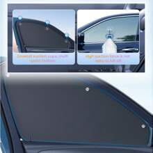 Set Of 4 Suction Cup Car Sunshades, Magnetic Pull-Down Curtains For Vehicle Side Windows, Providing Privacy And Sun Protection Inside The Car.