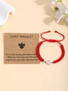 ZIRUISP 1pc Stainless Steel Little Angel Bracelet Adjustable Braided Jewelry Bracelet Couple/Friend Matching Rope Color Hand Chain , Delicate Hand Chain For Daughter/Girlfriend, Symbolize Love & Friendship Gift
