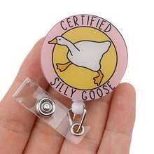 1pc Silly Goose Badge Reel Retractable For Nurse Cute Nursing ID Badge Holder Accessories With Funny Acrylic Badge Reel For Office Social Worker Hospital - A - View 7