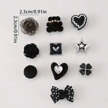 10pcs Black Cartoon Shoe Charms, Suitable For Women's Clogs And Sandals - DIY Accessories, Made Of ABS Material, Cute Bear And Star Design, Great For Personalizing Shoes, Shoe Decorations | Fun Accessories | Durable Shoe Charms, Shoe Decorations