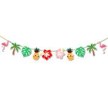 1 set Striscione di carta per Compleanno Tropicale Hawaiano - Disegni colorati di fiori hawaiani e foglie di palma, per celebrazioni estive sulla spiaggia e feste a tema luau, decorazioni da appendere per interni/esterni