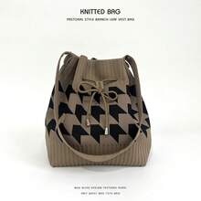 Women Shoulder Bags - 咖色千鳥格 - 查看 1