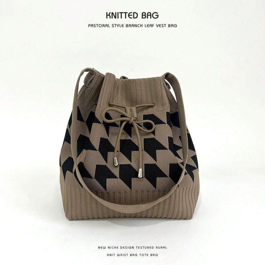 Women Shoulder Bags - 咖色千鳥格 - 查看 1