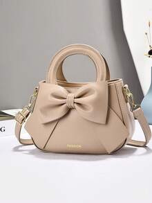 Elegant Bow Decor Fashion Handbag, Multifunctional Mommy Bag Large Capacity Shoulder Tote Bag, Fashionable Design, New Soft Leather Small Square Handbag, Versatile Casual Shoulder Bag With Multiple Compartments, Suitable As Valentine's Day Gift For Travel, Shopping - Multicolor - View 9