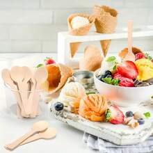 10-200 Pieces 3.9 Inch Mini Kitchen Wooden Disposable Wooden Cutlery, Round Head Wooden Spoon, Disposable Spoon, Can Be Used For Ice Cream Spoon, Dessert Spoon, Tasting Spoon, Can Be Used As Halloween/Christmas Gifts