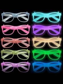 10 对活力霓虹灯派对眼镜 | 亮面暗夜型，变色 | 耐用塑料镜框，适用于酒吧、KTV、派对、影楼 | 有趣且喜庆的配饰，派对配饰 | 欢快的设计 | 发光眼镜，派对配饰 - 彩色 - 查看 7