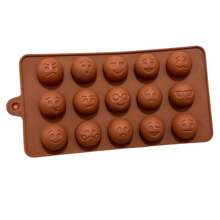 15 EMOJIS Silicone Mold  Non-Stick 3D Baking Mold For Pastry/Chocolates/Candy/Cake/DIY Kitchen Tool - 巧克力棕 - 查看 1