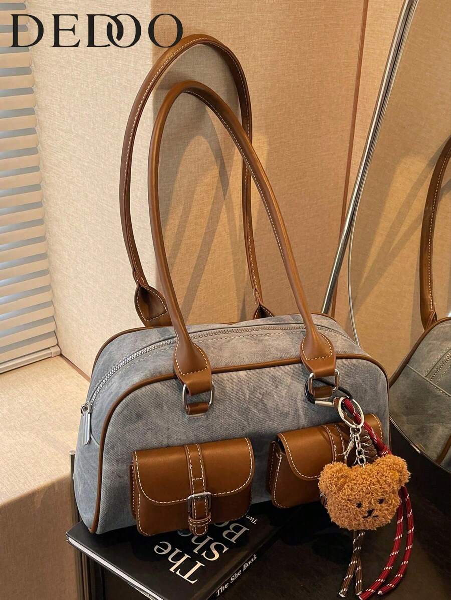 Dedoo 春季复古小众撞色通勤洋气腋下波士顿包2025女百搭休闲单肩包上班逛街通勤通勤全实用（单包不含挂坠，挂坠另计价）。