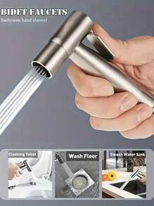 Set de 3 pulverizatoare de bideu portabile, pulverizator de bideu pentru toaletă montat pe perete cu debit de apă reglabil, furtun flexibil de 79 inci și suport, pentru curățarea băii, igiena personală și spălarea toaletei, sporește confortul curățării băii, instrument de curățare multifuncțional, accesoriu esențial pentru baie