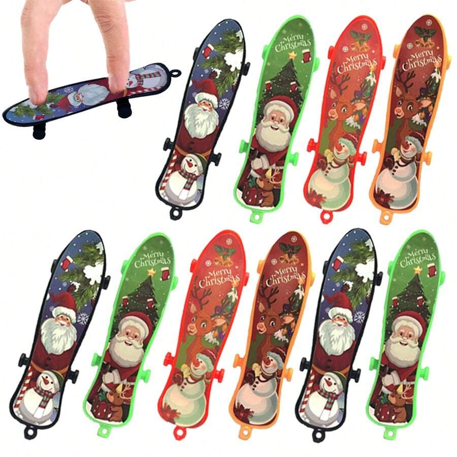 2/5/10/15/20/25/30/60Pcs Christmas Finger Skateboards For Kids ,Christmas Party Gift Favors,Mini Skateboards Novelty Fingerboard Decorations Fingertips Movement Finger Gift,Gifts For Kids Children Finger Skater