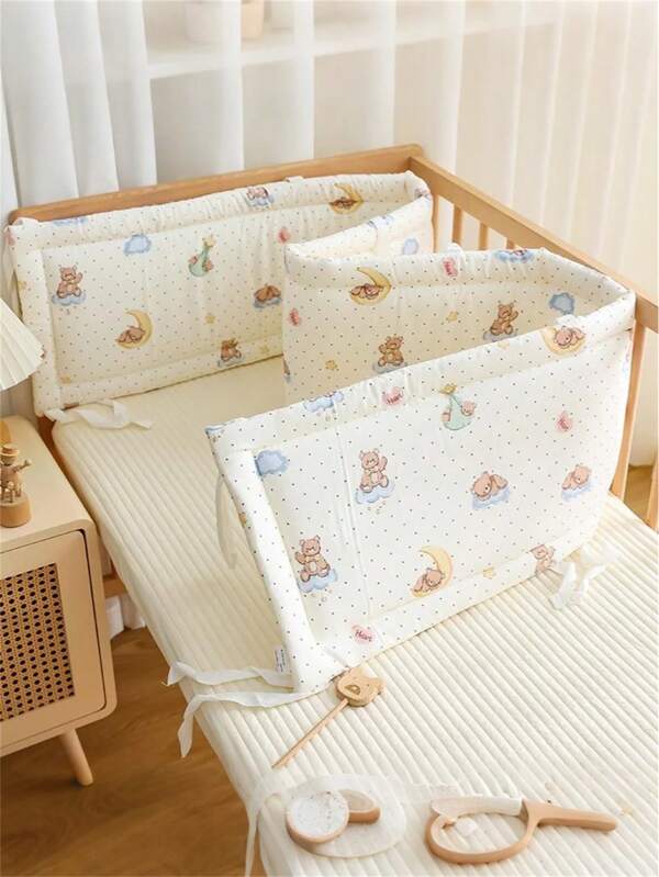 1pc Multi-Size Baby Bed Bumper, Infant Toddler Anti-Fall Bed Rail Guard, Children Bed Safety Fence, Baby Cushion Pad, Crib Protective Cover, Newborn All-Around Crib Protection, Universal Crib Safety Crash Pad, Infant Bed Rail And Bumper Fabric Cover