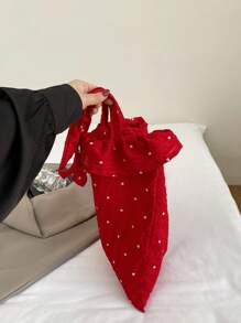 Casual Bag Fairy Stylish Polka Dot Women's Tote Bag 2025 Summer New Fresh Single-Shoulder Women's Bag With Relaxed Sense Large Capacity Ruffled Casual Commuting Tote Bag - Multicolor - View 9