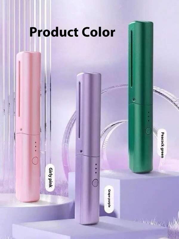 Rechargeable Portable Mini Negative Ion Hair Straightener Brush, New Model, Student Dormitory Necessity, Straighten & Curl Hair, Versatile Styling
