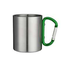 200Ml Taza de Acero Inoxidable Camping Viaje Gancho de Mosquetón Asa Taza de Agua Picnic Viaje al Aire Libre Caminata Taza Portátil - Verde - Ver 12