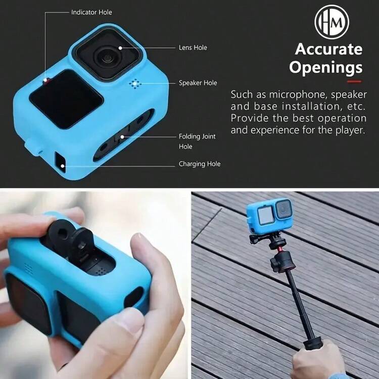 1 件耐用硅胶保护壳，专为 GoPro HERO 12/11/10/9 设计 - 带镜头盖和腕带的全保护壳（适合骑自行车、滑雪和视频博客） - 彩色 - 查看 5