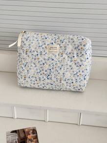 1 Pieza/Set Bolsa de Maquillaje Floral de Pana Organizador Cosmético Multifuncional Portátil con Cierre de Cremallera para Cosméticos, Cuidado de la Piel, Lápiz Labial, Brochas, Crema de Manos, Auriculares, Monedas, Llaves, Artículos Pequeños para Uso en el Hogar, Viajes, Vacaciones y Escuela - Bolsa de Maquillaje, Bolsa de Aseo, Accesorios de Viaje, Regalos para Damas de Honor, Mamá, Cumpleaños, Amigos y Maestros