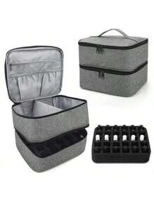 1pc Expandable Double Layer Nail Polish Bag Storage Bag, Multi-Color Large Nail Polish Storage Bag, Can Hold One Nail Art Lamp And 30 Bottles Of Nail Polish, Nail Polish Storage Bag With Nail Art Tool Storage Bag (Bag Only)Makeup Travel Toiletry Organizer Essentials Gifts Storage Zipper Accessories Nail - Multicolor - View 9