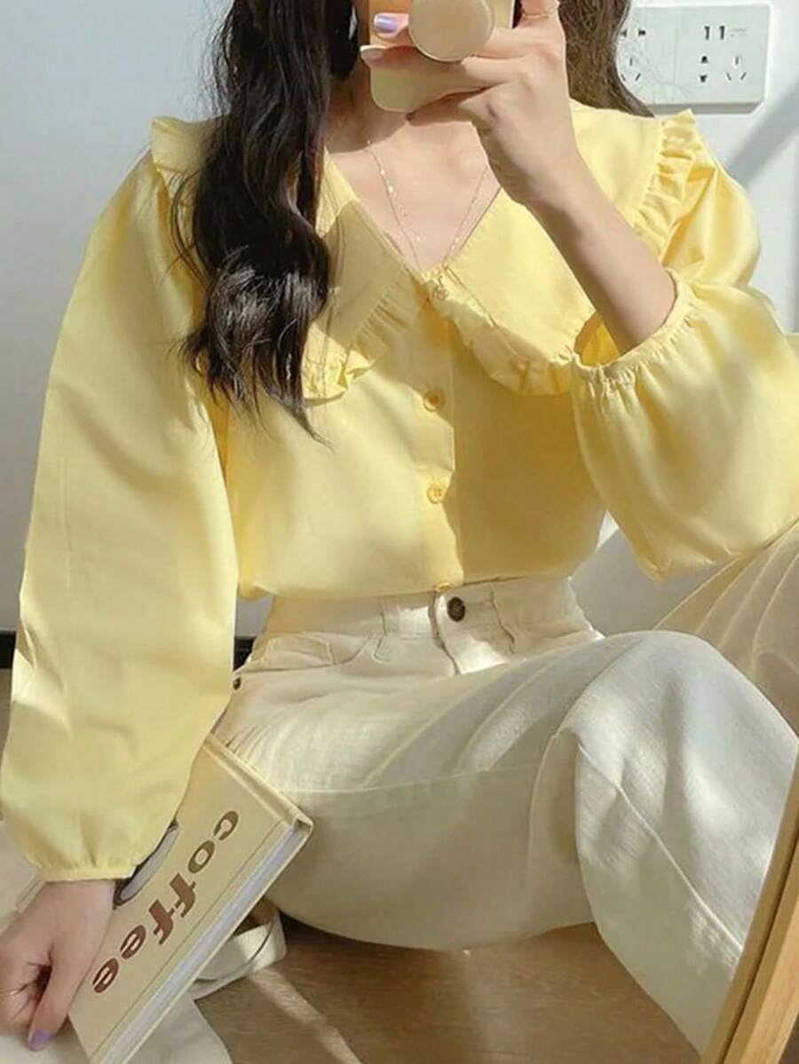 女士休闲优雅翻领衬衫，春夏款