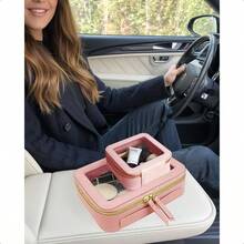 Clear Makeup Bag Small Makeup Bag TSA Approved Toiletry Bag Cosmetic Travel Bag Cute Makeup Bag Organizer Makeup Case Pouch Car Essentials For Women Men - 迷你+大粉紅色 - 查看 3