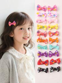 20 件女童可爱彩色卡通图案蝴蝶结发夹混色发饰返校（颜色随机） - 彩色 - 查看 1