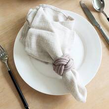 6pcs/Set Handmade Woven Flower Shaped Napkin Rings, 1.57*1.97inch (4*5cm) Thick Rope Woven Napkin Rings, Farmhouse Napkin Rings For Thanksgiving, Birthday Party, Wedding Table Decor