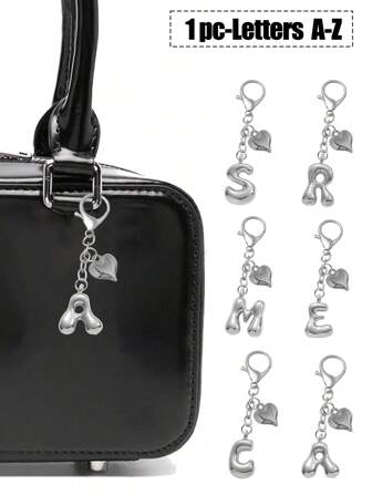 1 件字母 A-Z 金色不对称钥匙扣简约设计纹理包包配件朋友礼物母亲礼物适用于钥匙扣汽车配件女士钥匙扣包包挂件背包装饰钥匙扣