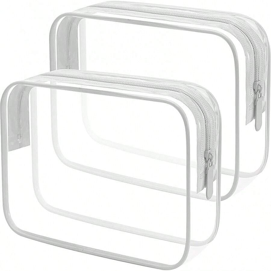 Transparente Toilettenartikel-Tasche von Lermende, Flüssigkeitstasche, Handgepä, TSA-zugelassene Kosmetiktasche, transparente Tasche, flughafenkonforme Tasche, Reisetasche, Flugzeug-Reisetasche, 1 Liter - 2 Kein glattes Grau - Übersicht 1