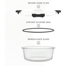 24 Piece Glass Storage Container Set Freezer Safe Food Containers With Leakproof Lid Meal Prep Jars - Black - View 6