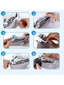 1 Set Portable Handheld Sewing Machine Kit With 36 Bobbins, Electric And Manual Sewing For DIY, Clothing And Travel, Includes Random Color Accessories, Handheld Sewing Stapler Small Easy Sewing Machine Beginner Travel Mini Tailor Sewing Embroidery Tool Equipment Heavy Duty, Multiple Colors To Choose From - Multicolor - View 7