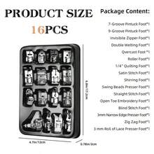 16pcs Sewing Machine Presser Foot Set, Compatible With Brother, Janome/Juki/Babylock And Other Sewing Machine Brands - Silver - View 1