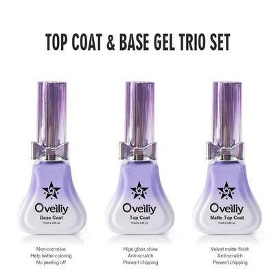 15ml Base Coat, Glossy Top Coat And Matte Top Coat UV LED No Wipe Gel Nail Polish, Glossy Transparent Gel Nails