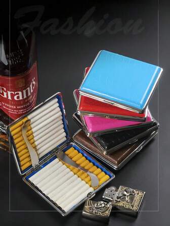 1 st cigarettfodral i plast med krokodilskinnsmönster, rymmer 20 vanliga cigaretter, fukttålig, trycktålig, bärbar, unisex, flerfärgad