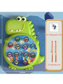 Festive Dino Fishing Game: Play And Drop Resistant,Plastic, Ages 3-6, No Electricity, Magnetic Fishing Toy With Random Color Fish And Accessories!
