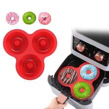 1 pieza Molde de silicona para donas, molde para hornear apto para hornear pasteles, tartas de queso, donas. Apto para horno, microondas, refrigerador y lavavajillas. Suave, fácil de desmoldar, reutilizable, disponible en varios colores - Multicolor (Donuts triples) - Ver 16