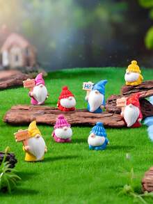 8 件可爱迷你树脂小矮人雕像摆件，8 种款式可爱仙女微型小矮人雕像套装，适用于微型花园、秋季、冬季、感恩节、圣诞节装饰、盆栽植物装饰、微景观工艺、花园装饰、汽车内饰配件、生日派对礼物 - 彩色 - 查看 5