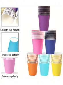 10/20/50/100pcs Vibrant Multicolored Paper Cups - Perfect For Hot & Cold Drinks, Ideal For Weddings, Picnics, BBQs, Travel & Events, Uncoated Party Supplies, Bbq Party Supplies ,Vibrant Party Cups,Reusable Party Supplies, Pink - Home Party Supplies For Cold Drink Coffee Festival Celebration - Multicolor - View 11